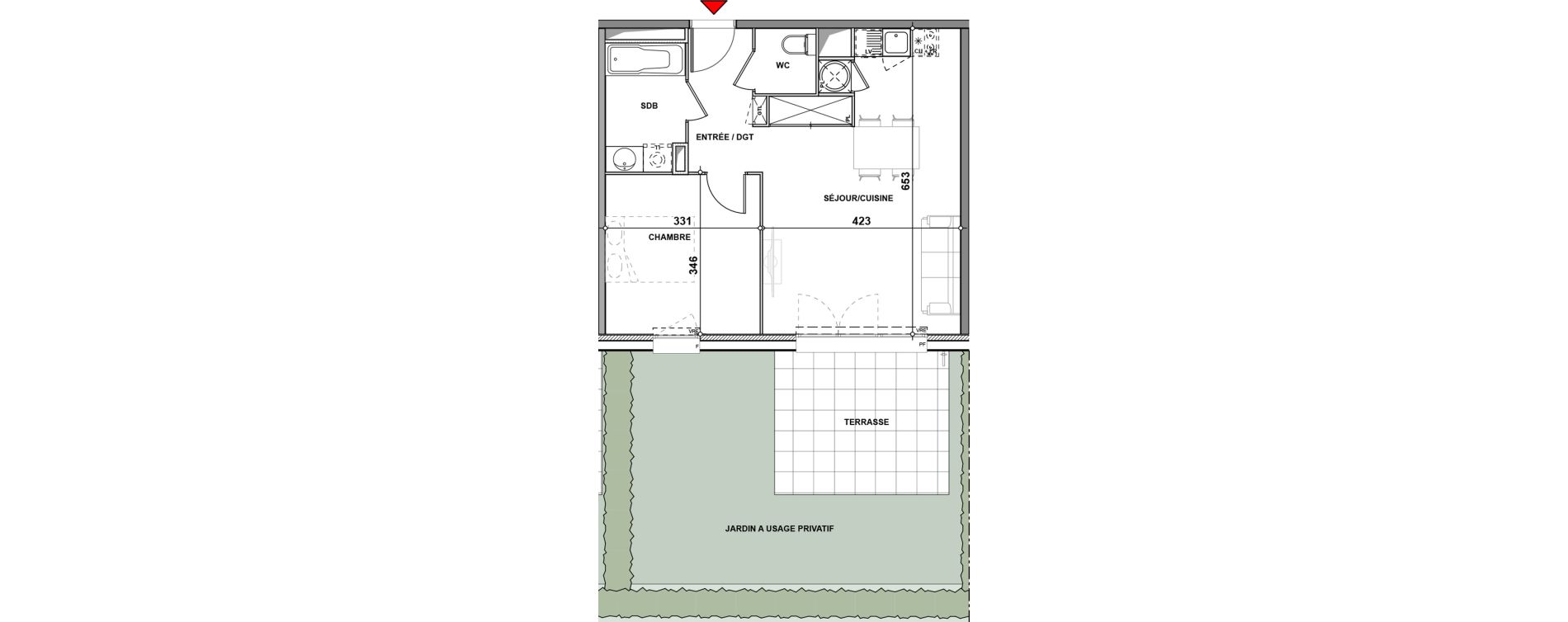 Appartement T2 de 47,20 m2 &agrave; Quint-Fonsegrives Centre