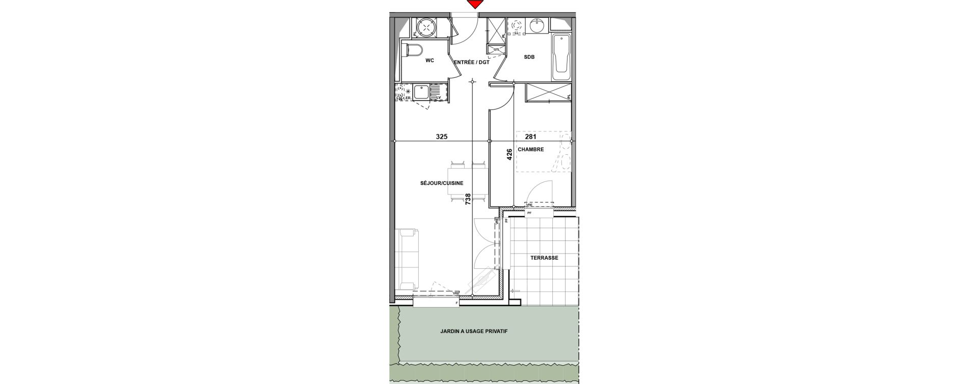 Appartement T2 de 48,70 m2 &agrave; Quint-Fonsegrives Centre