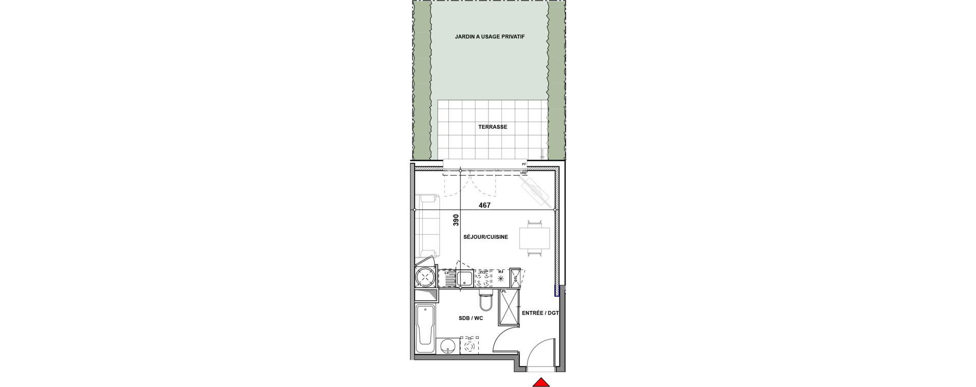 Appartement T1 de 28,40 m2 &agrave; Quint-Fonsegrives Centre