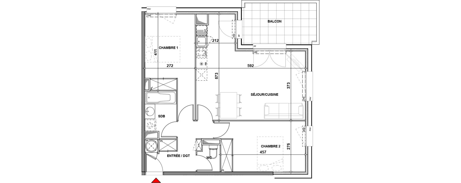 Appartement T3 de 63,60 m2 &agrave; Quint-Fonsegrives Centre