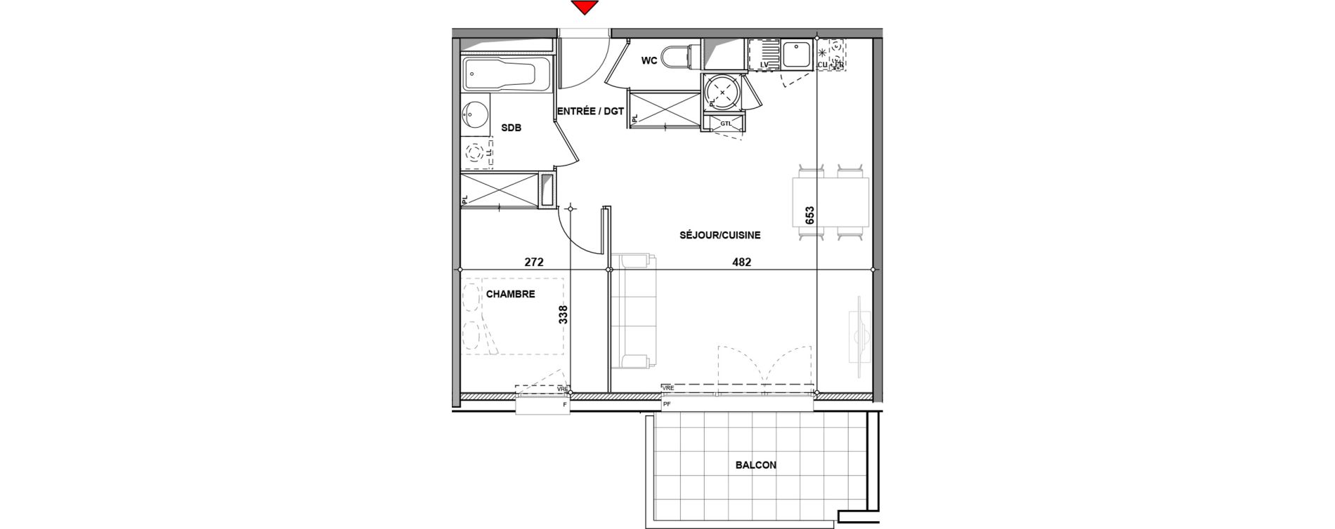 Appartement T2 de 47,40 m2 &agrave; Quint-Fonsegrives Centre