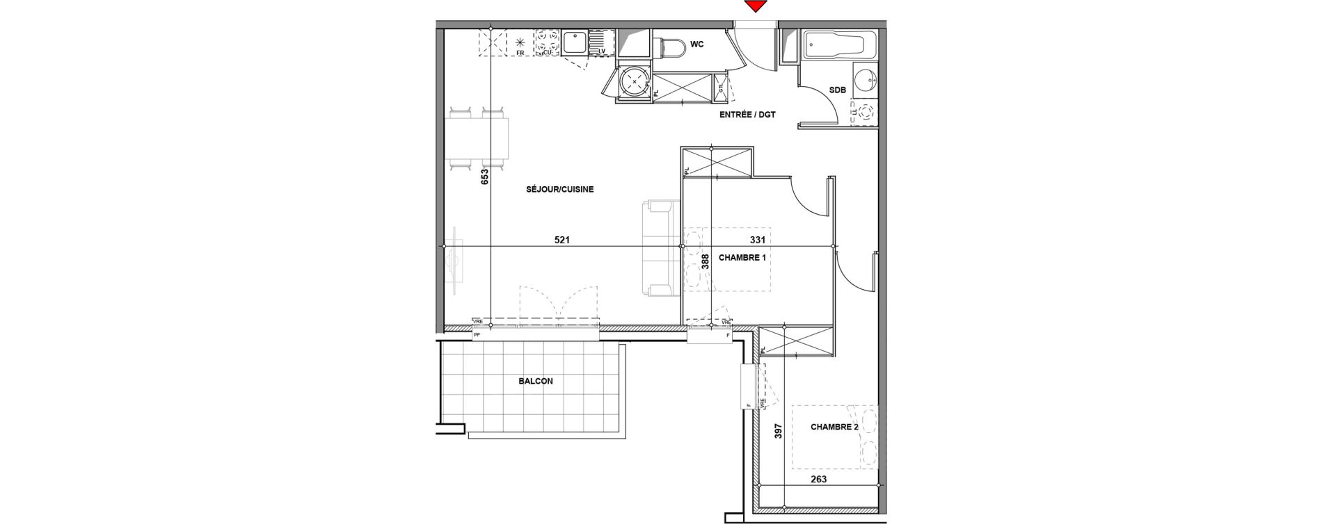 Appartement T3 de 70,70 m2 &agrave; Quint-Fonsegrives Centre