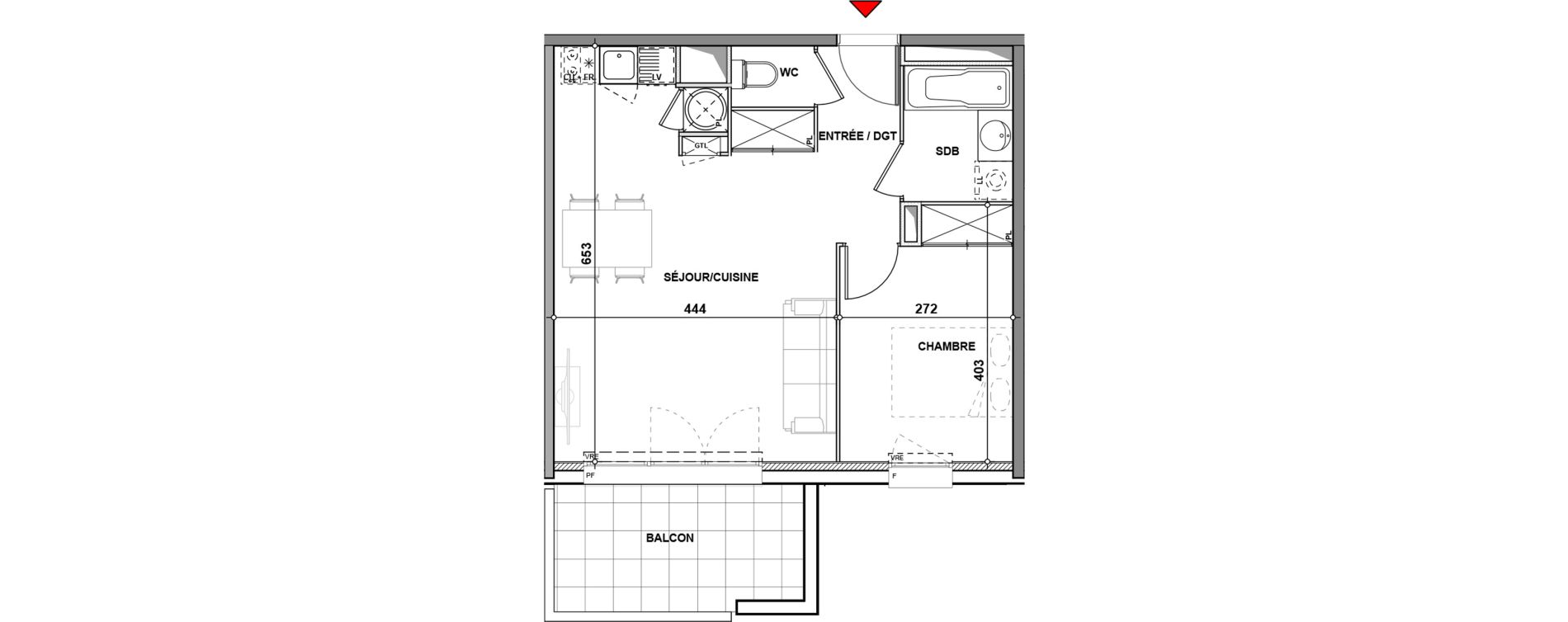 Appartement T2 de 44,90 m2 &agrave; Quint-Fonsegrives Centre