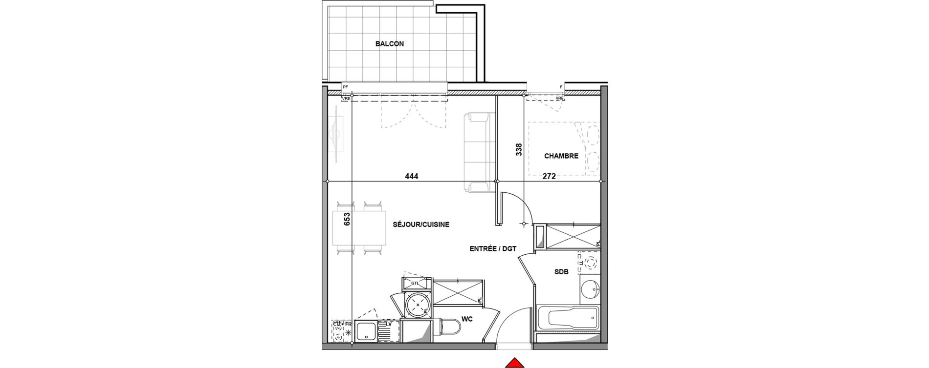 Appartement T2 de 44,90 m2 &agrave; Quint-Fonsegrives Centre