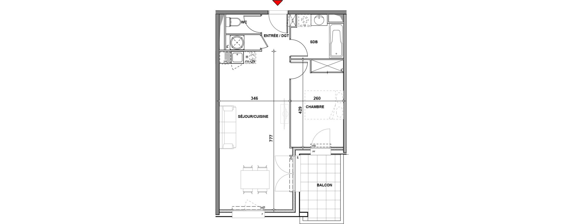 Appartement T2 de 49,00 m2 &agrave; Quint-Fonsegrives Centre