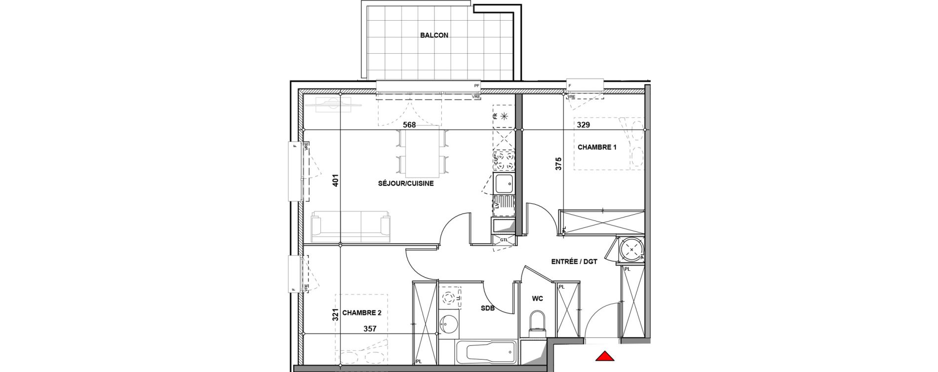 Appartement T3 de 61,70 m2 &agrave; Quint-Fonsegrives Centre