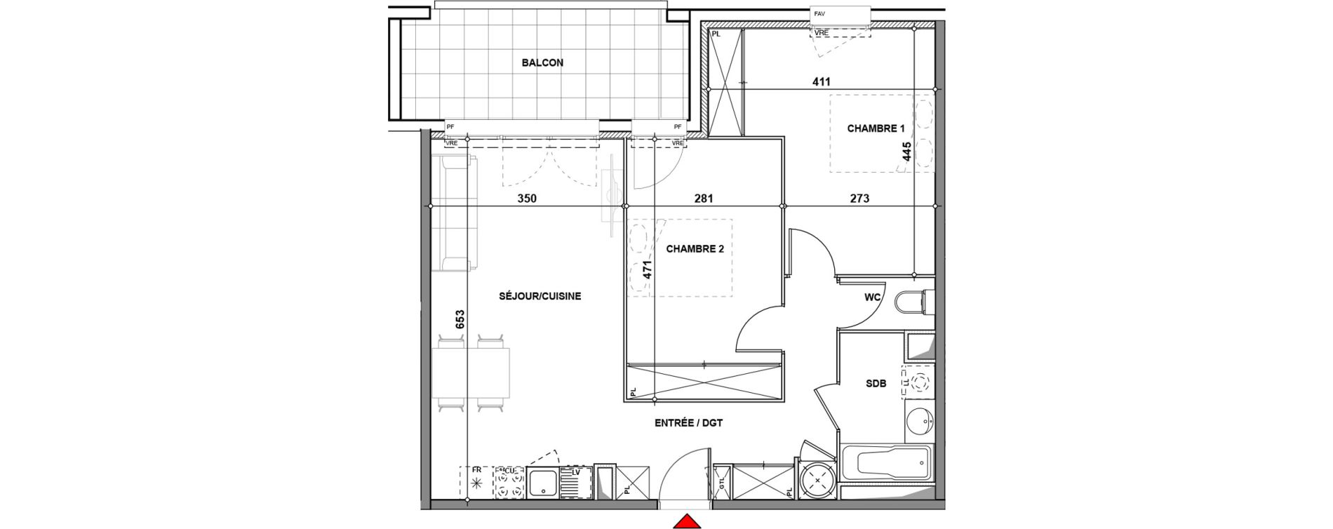 Appartement T3 de 65,00 m2 &agrave; Quint-Fonsegrives Centre