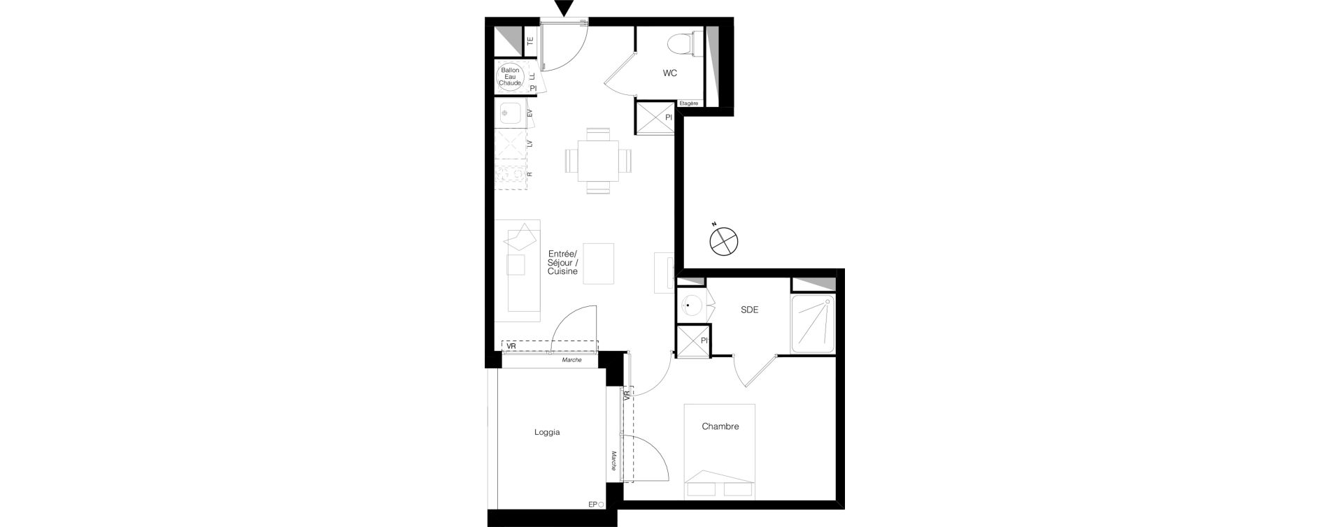 Appartement T2 de 39,18 m2 &agrave; Quint-Fonsegrives Centre