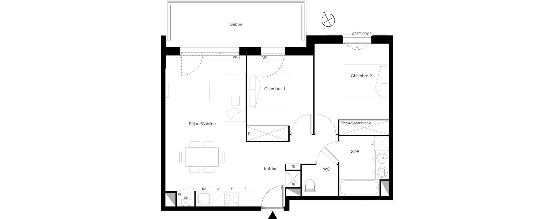 Appartement T3 de 58,00 m2 &agrave; Quint-Fonsegrives Centre