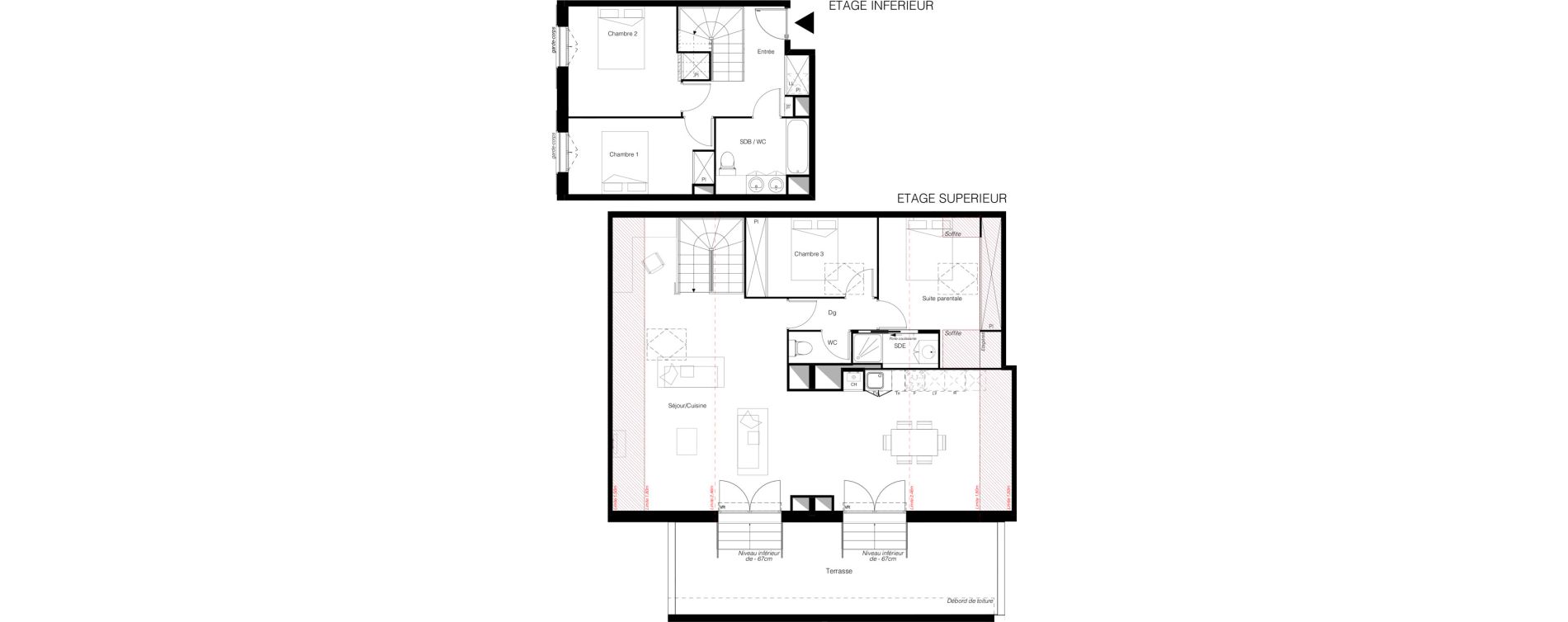 Duplex T5 de 114,19 m2 &agrave; Quint-Fonsegrives Centre