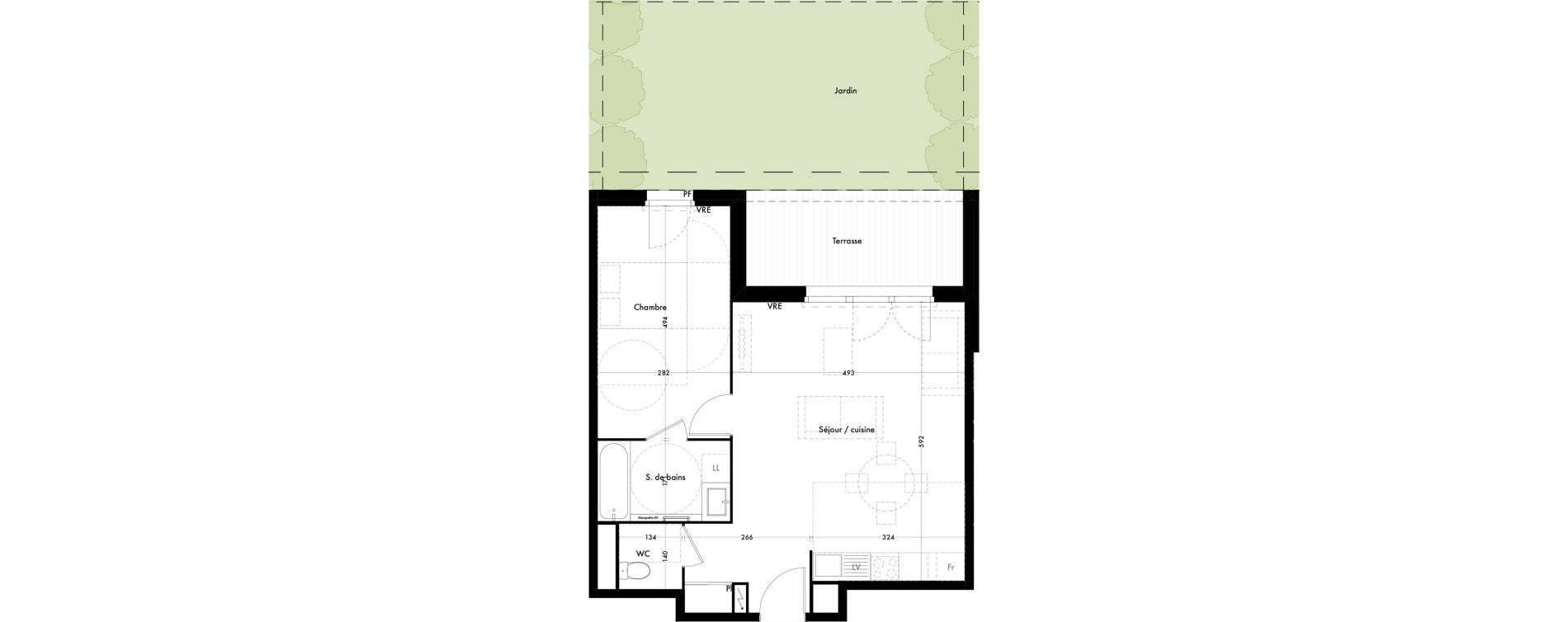 Appartement T2 de 52,42 m2 &agrave; Quint-Fonsegrives Centre