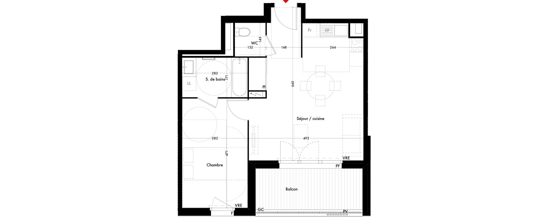 Appartement T2 de 48,24 m2 &agrave; Quint-Fonsegrives Centre