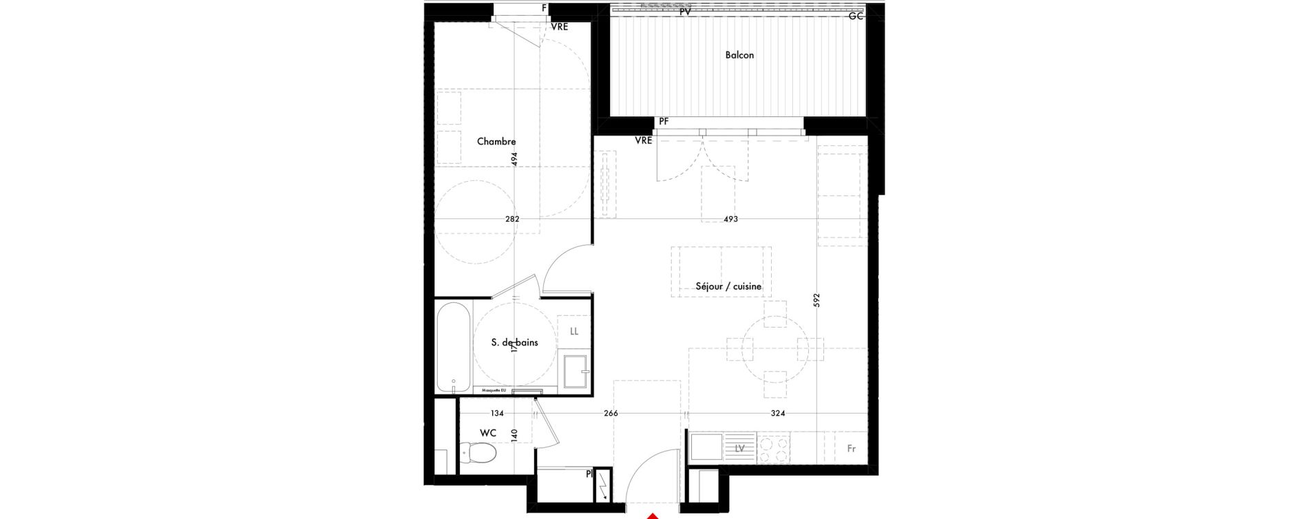 Appartement T2 de 52,40 m2 &agrave; Quint-Fonsegrives Centre