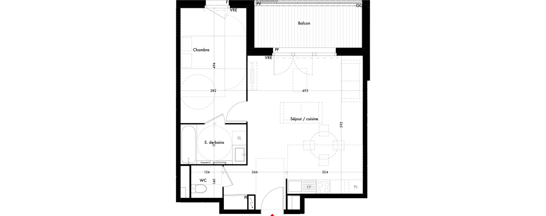 Appartement T2 de 52,36 m2 &agrave; Quint-Fonsegrives Centre