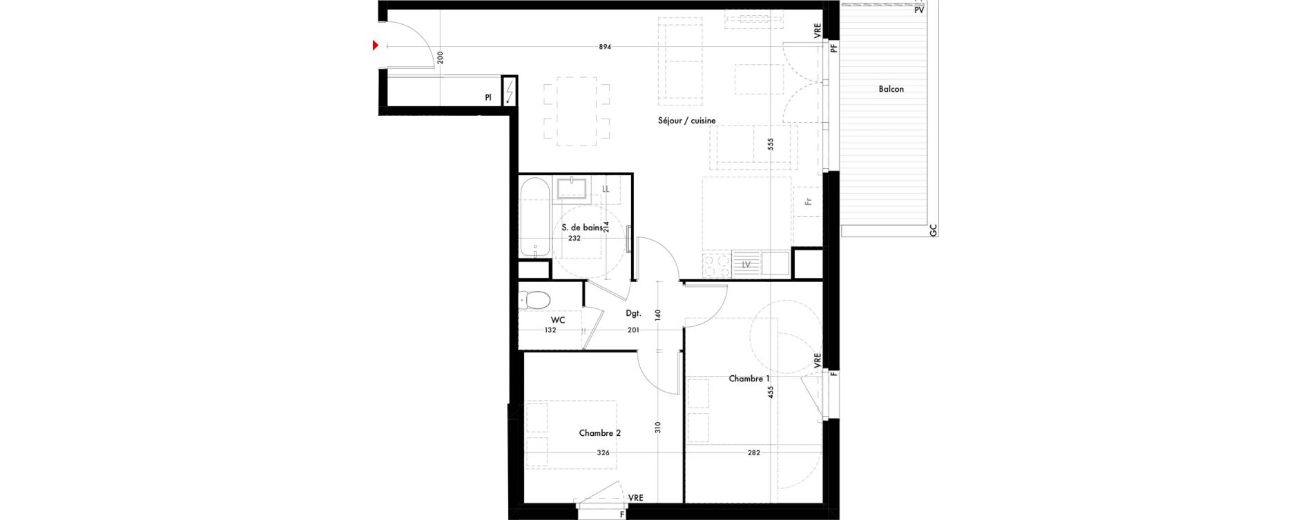 Appartement T3 de 66,44 m2 &agrave; Quint-Fonsegrives Centre
