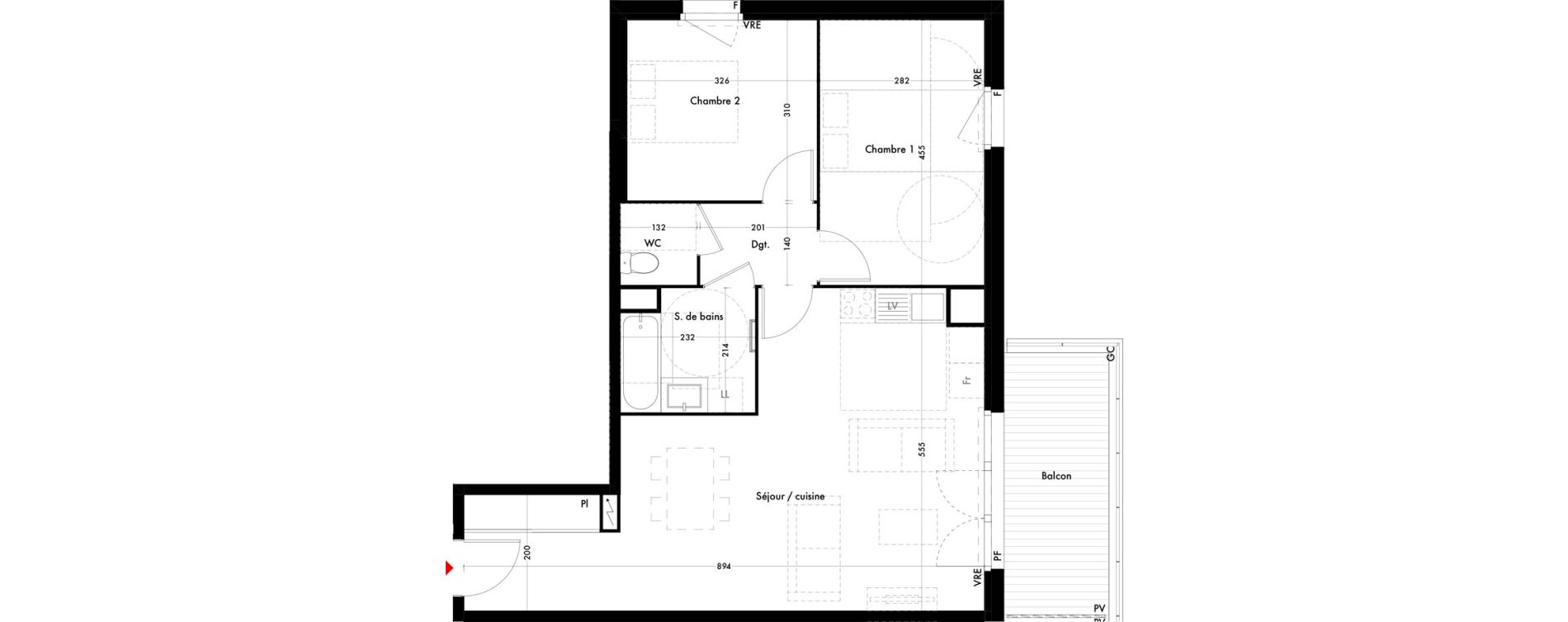 Appartement T3 de 66,43 m2 &agrave; Quint-Fonsegrives Centre