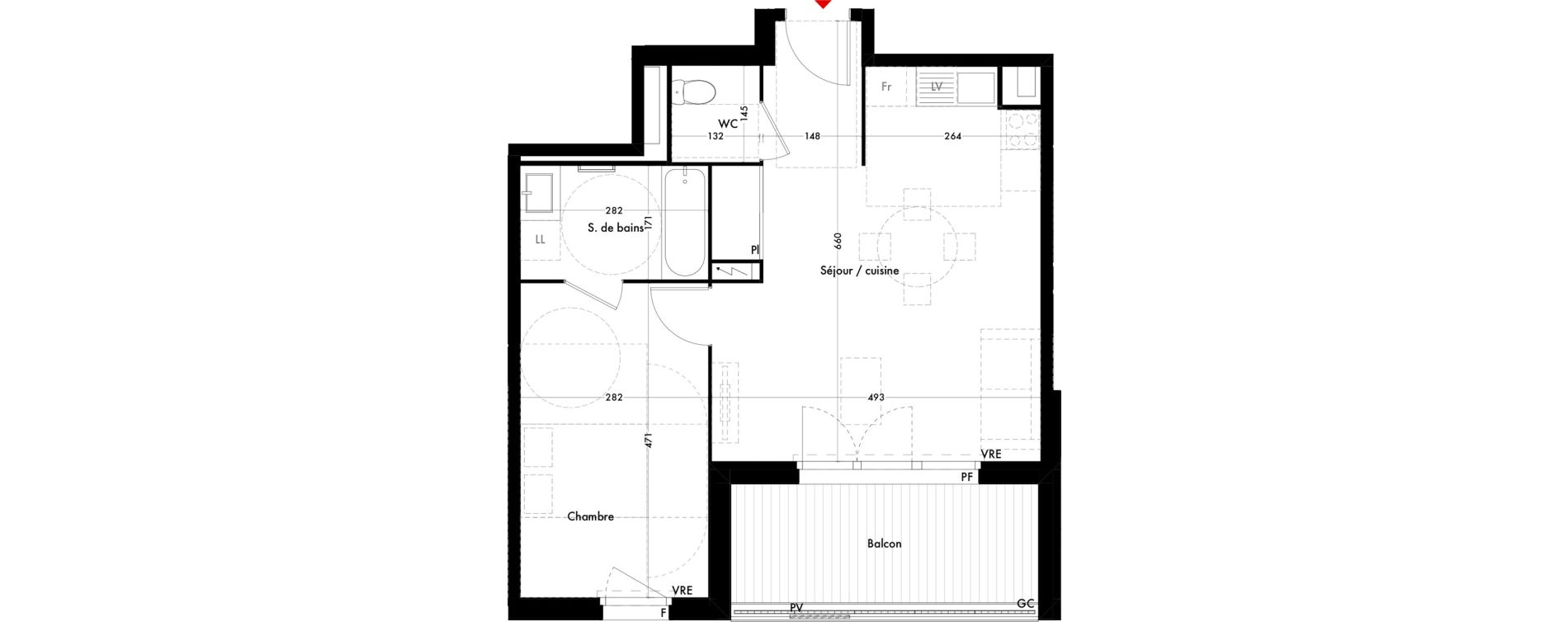 Appartement T2 de 48,24 m2 &agrave; Quint-Fonsegrives Centre