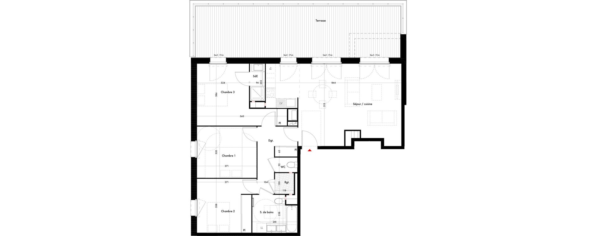 Appartement T4 de 93,52 m2 &agrave; Quint-Fonsegrives Centre