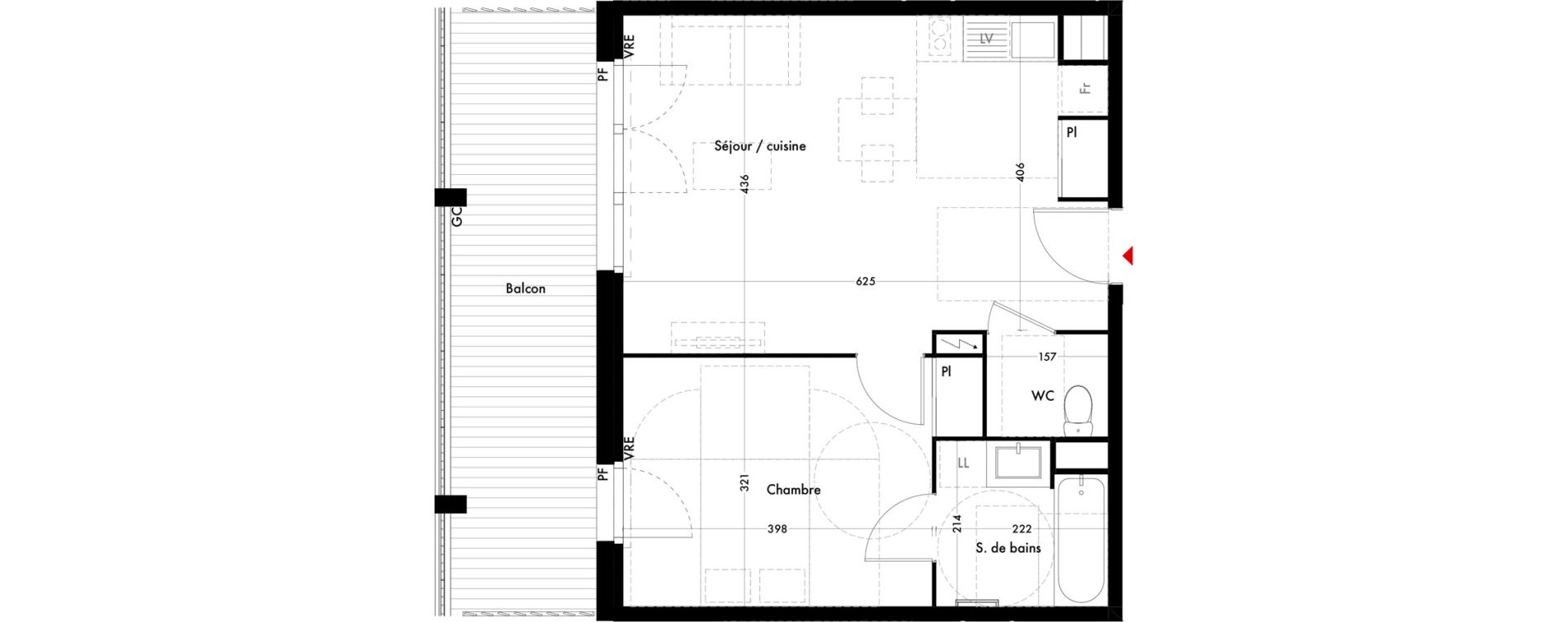 Appartement T2 de 46,01 m2 &agrave; Quint-Fonsegrives Centre