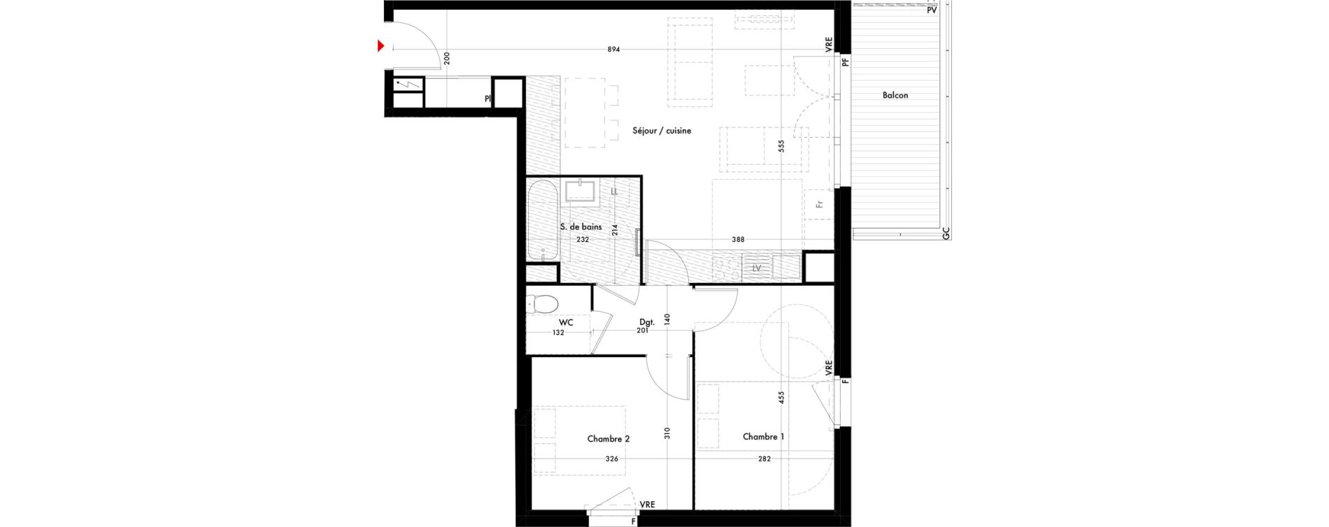 Appartement T3 de 65,78 m2 &agrave; Quint-Fonsegrives Centre