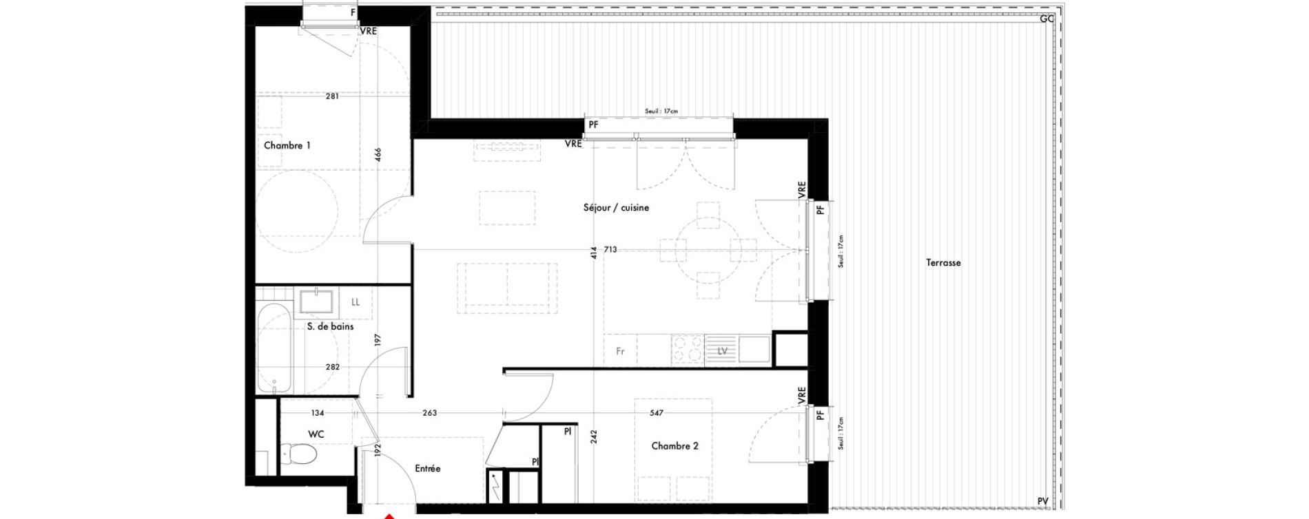 Appartement T3 de 68,11 m2 &agrave; Quint-Fonsegrives Centre