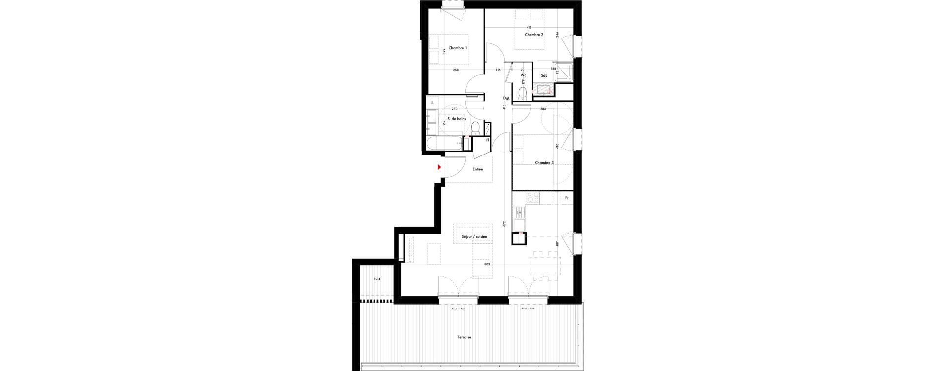 Appartement T4 de 87,85 m2 &agrave; Quint-Fonsegrives Centre