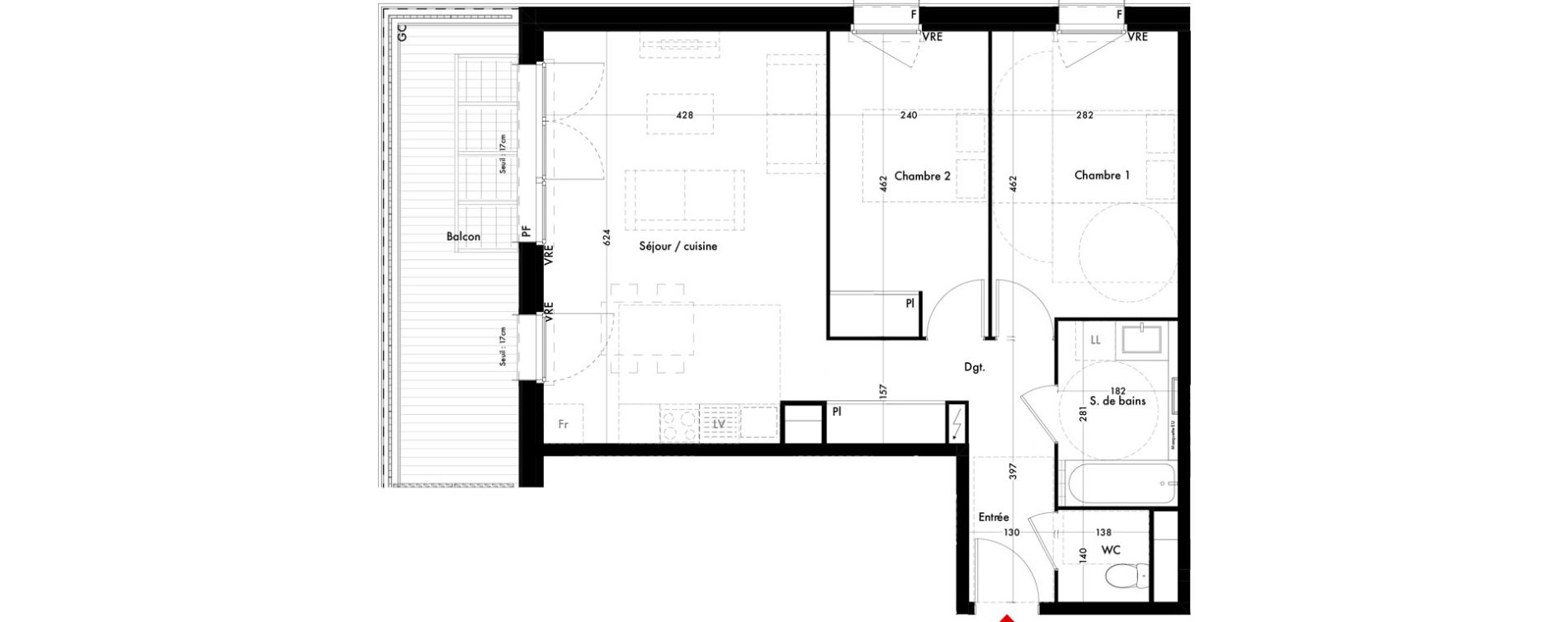 Appartement T3 de 64,88 m2 &agrave; Quint-Fonsegrives Centre