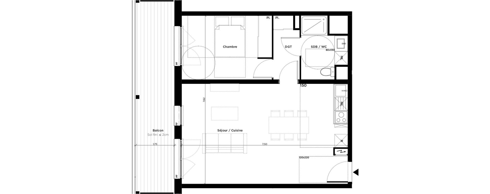 Appartement T2 de 53,80 m2 &agrave; Ramonville-Saint-Agne La peyrade