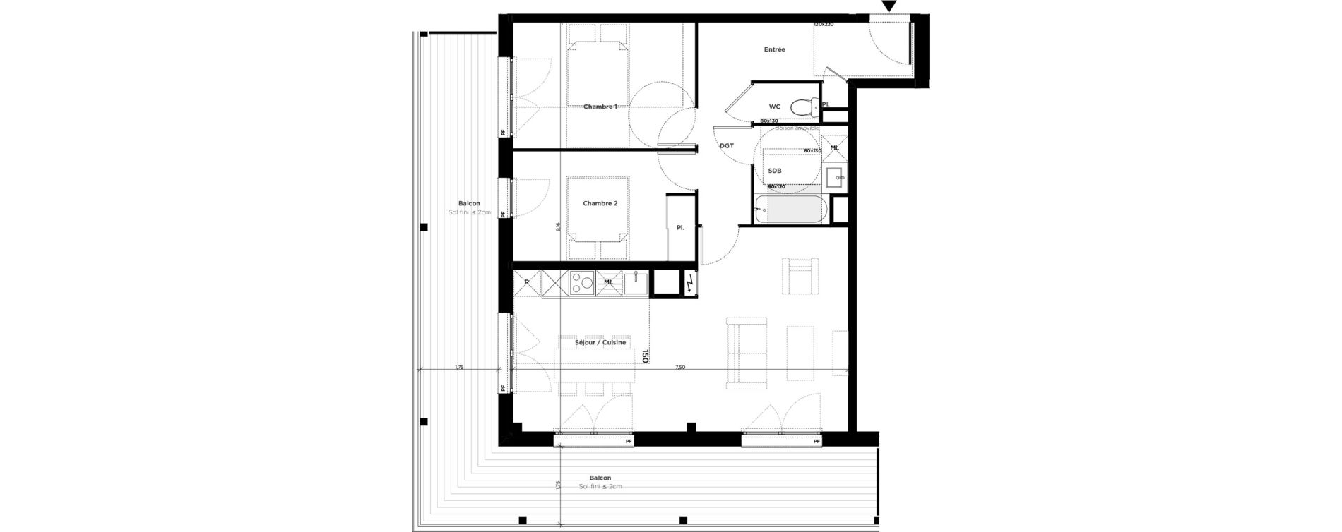 Appartement T3 de 67,30 m2 &agrave; Ramonville-Saint-Agne La peyrade