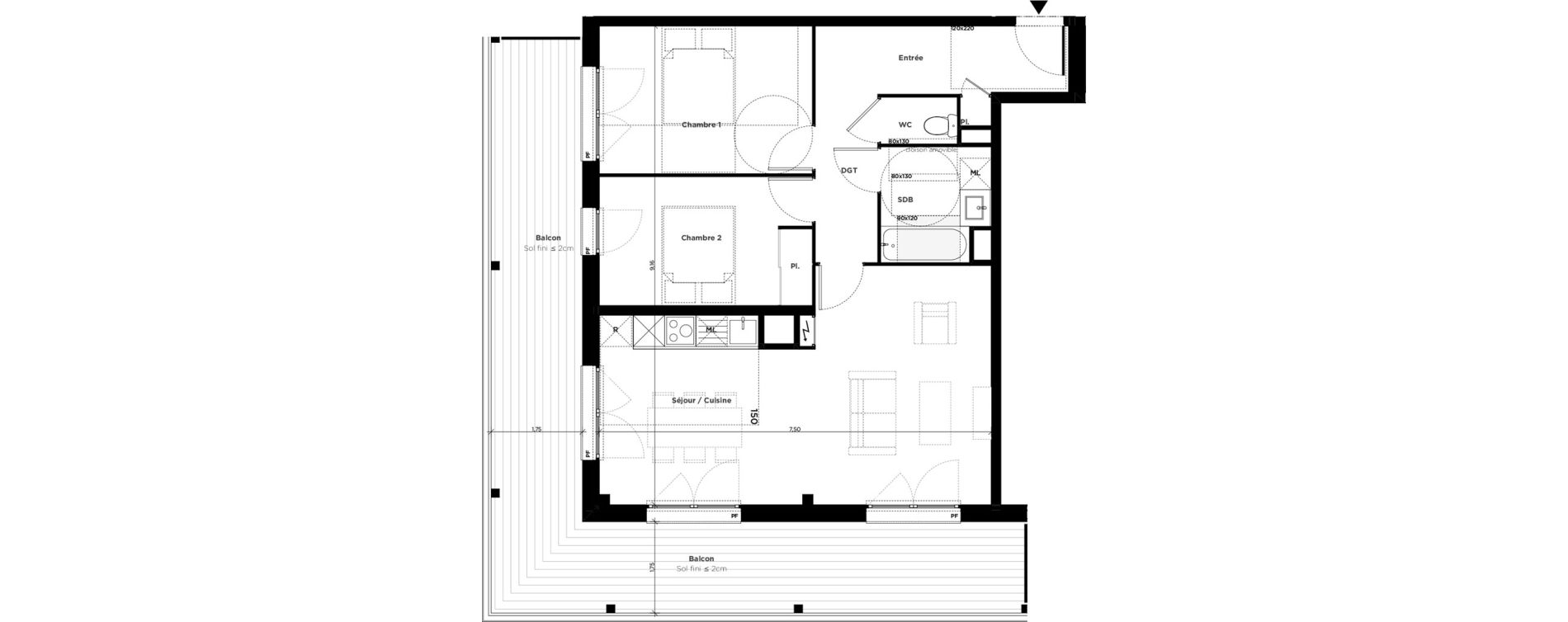 Appartement T3 de 67,30 m2 &agrave; Ramonville-Saint-Agne La peyrade