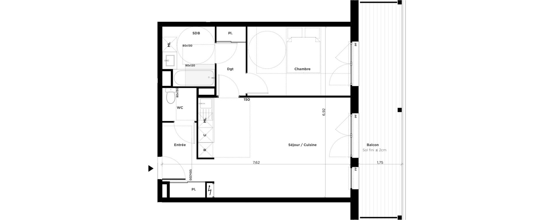 Appartement T2 de 50,90 m2 &agrave; Ramonville-Saint-Agne La peyrade