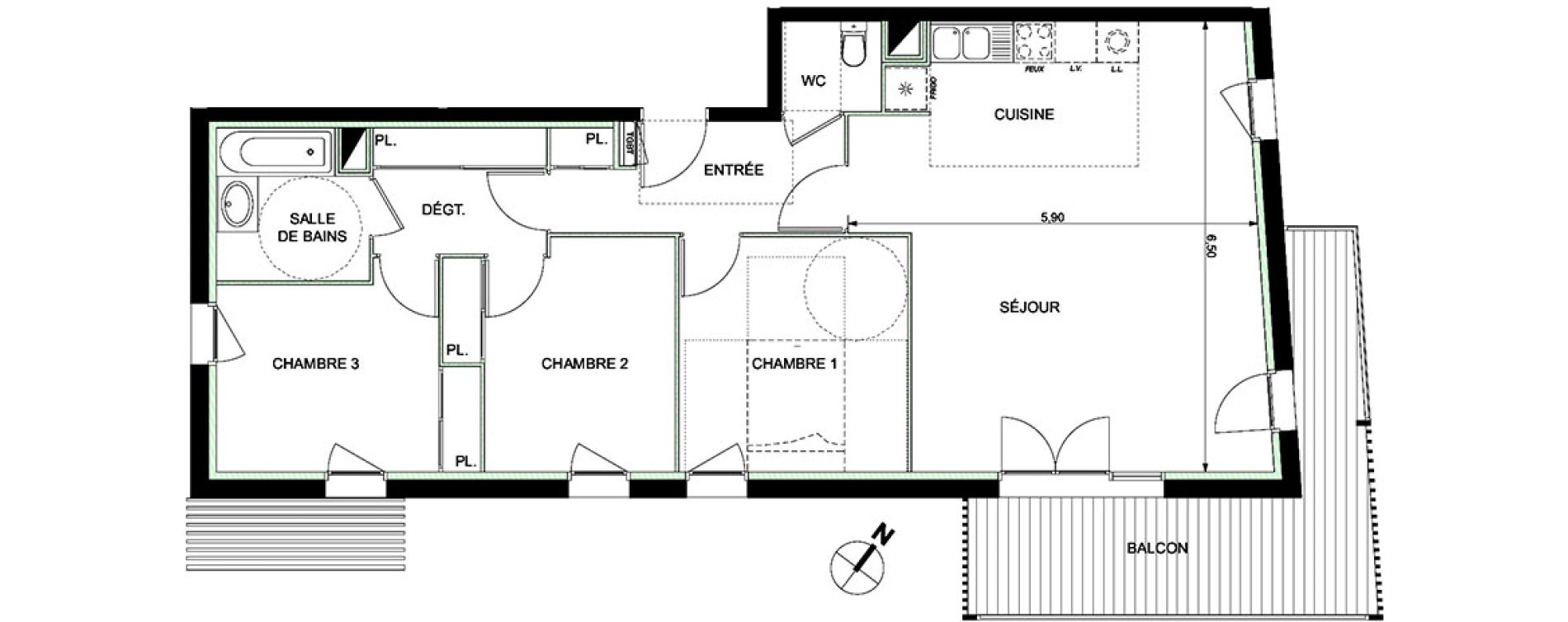 Appartement T4 de 82,54 m2 &agrave; Ramonville-Saint-Agne Ramonville st agne