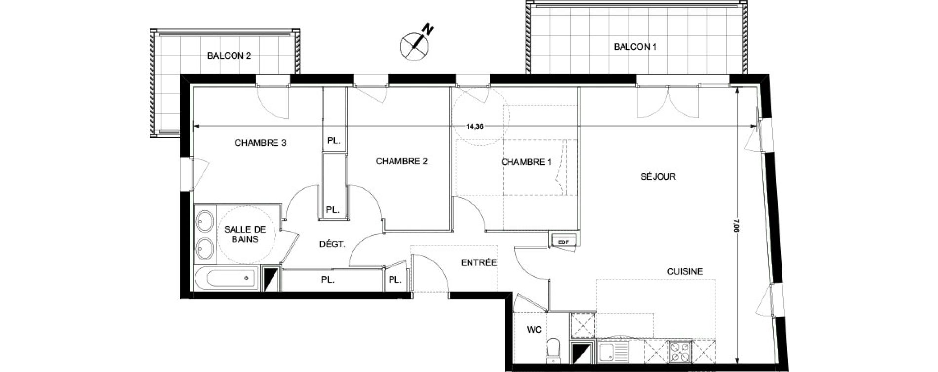 Appartement T4 de 85,18 m2 &agrave; Ramonville-Saint-Agne Ramonville st agne