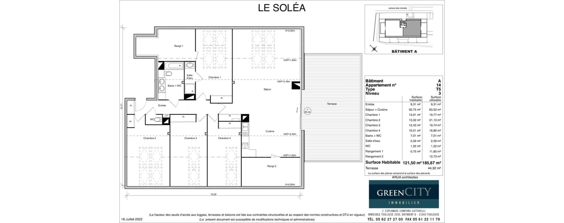 Appartement T5 de 121,50 m2 &agrave; Ramonville-Saint-Agne La peyrade