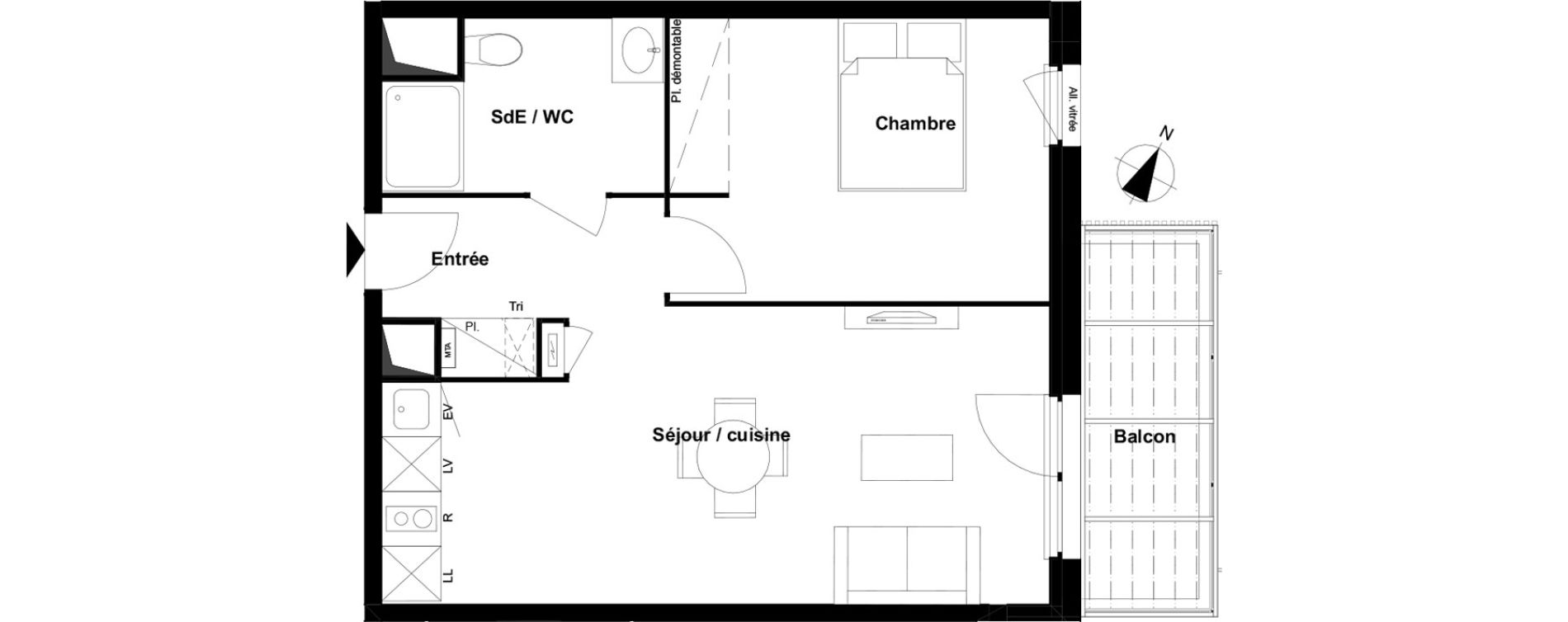 Appartement T2 de 45,16 m2 &agrave; Ramonville-Saint-Agne Maragon floralies