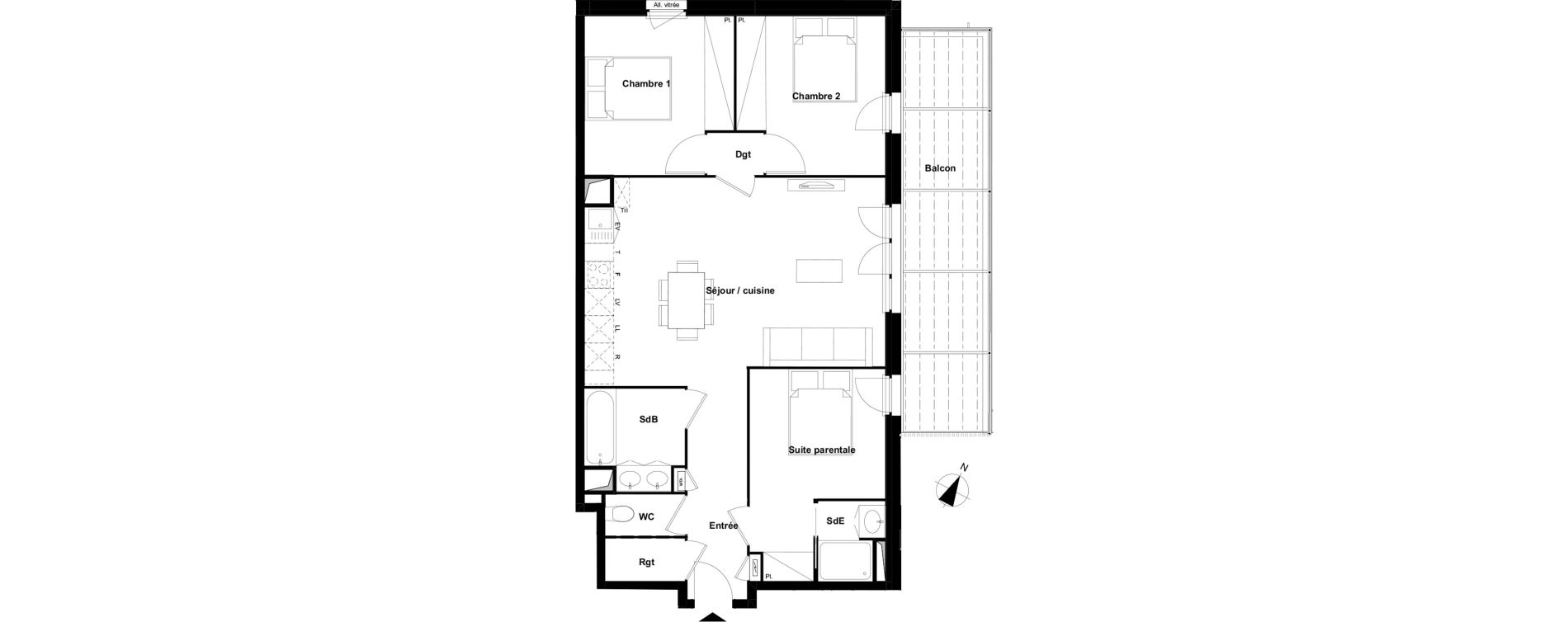 Appartement T4 de 78,92 m2 &agrave; Ramonville-Saint-Agne Maragon floralies