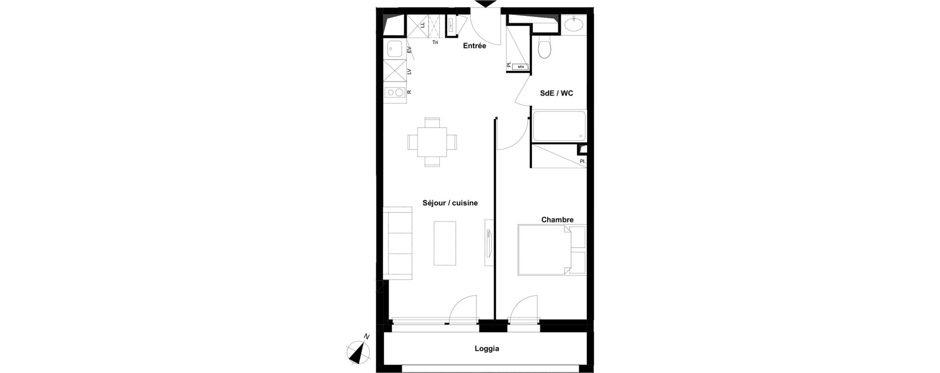 Appartement T2 de 45,01 m2 &agrave; Ramonville-Saint-Agne Maragon floralies