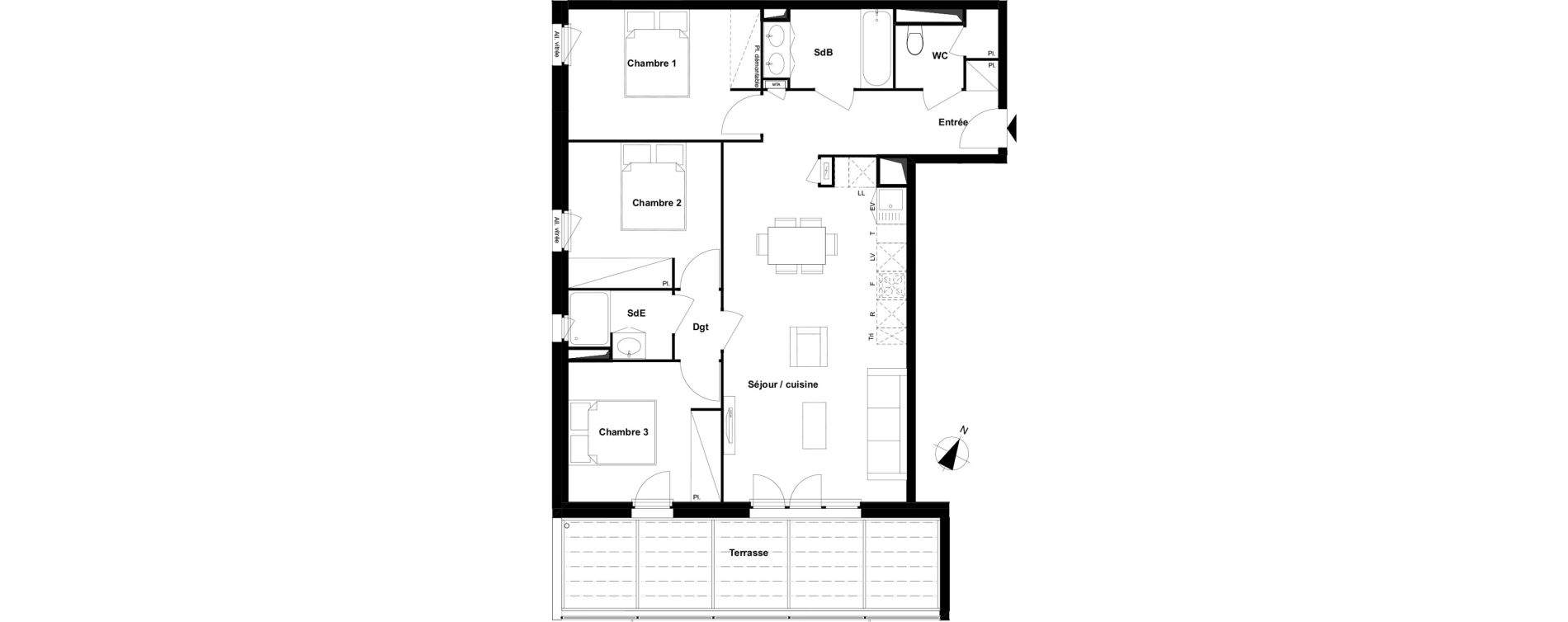 Appartement T4 de 80,27 m2 &agrave; Ramonville-Saint-Agne Maragon floralies