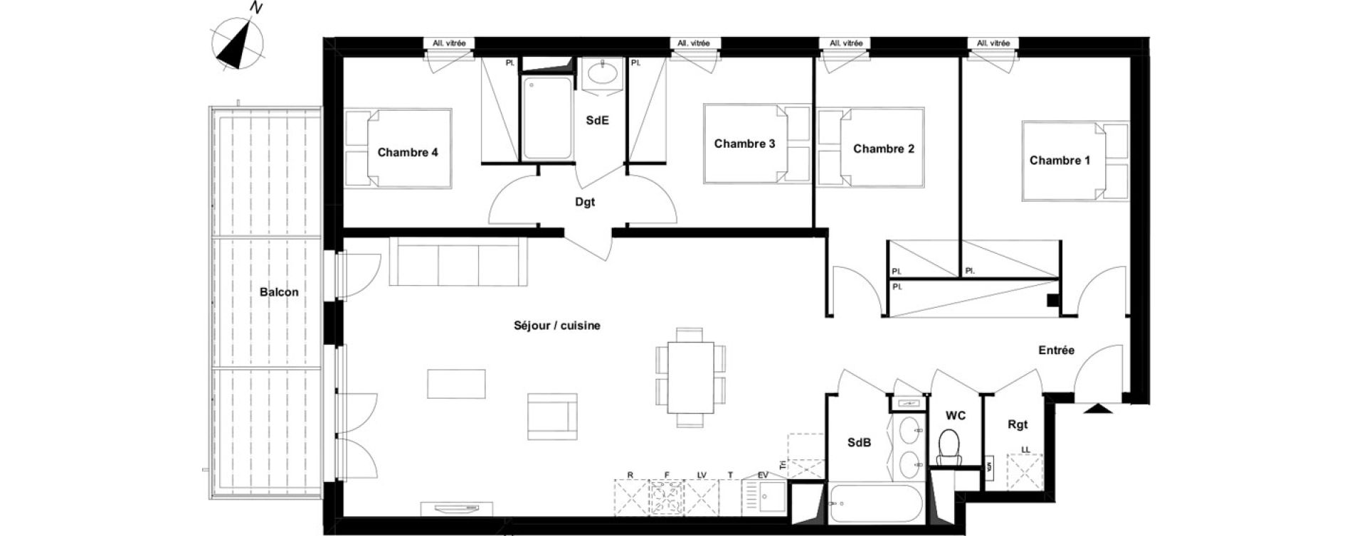 Appartement T5 de 101,99 m2 &agrave; Ramonville-Saint-Agne Maragon floralies