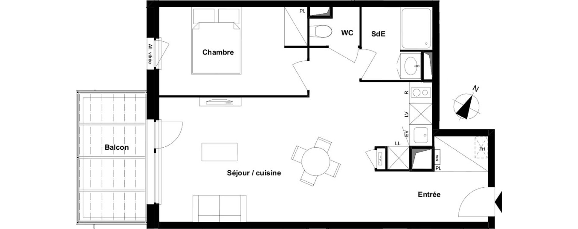 Appartement T2 de 48,65 m2 &agrave; Ramonville-Saint-Agne Maragon floralies