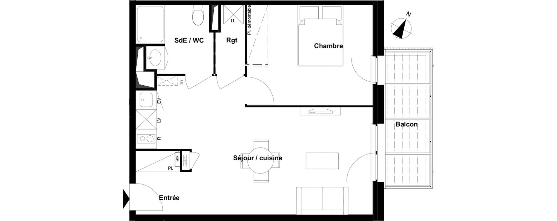 Appartement T2 de 45,59 m2 &agrave; Ramonville-Saint-Agne Maragon floralies