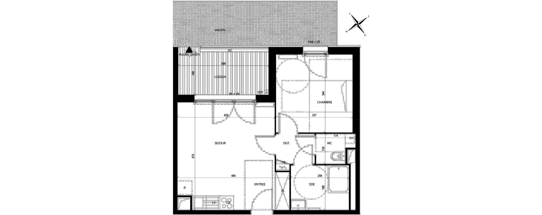 Appartement T2 de 42,18 m2 &agrave; Roques La pointe