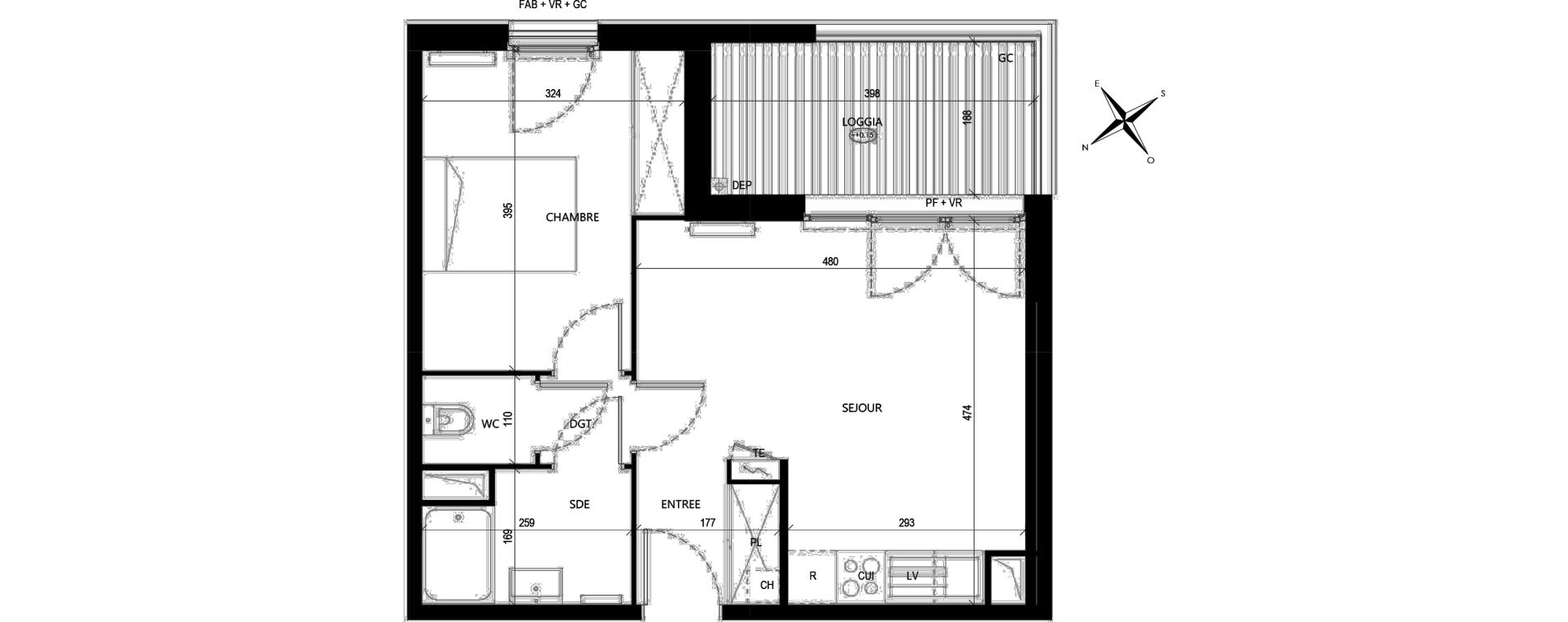 Appartement T2 de 40,51 m2 &agrave; Roques La pointe