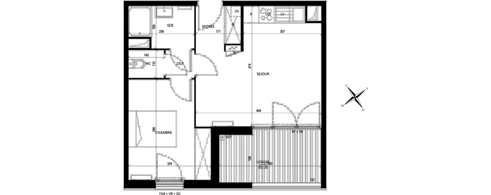 Appartement T2 de 41,09 m2 &agrave; Roques La pointe