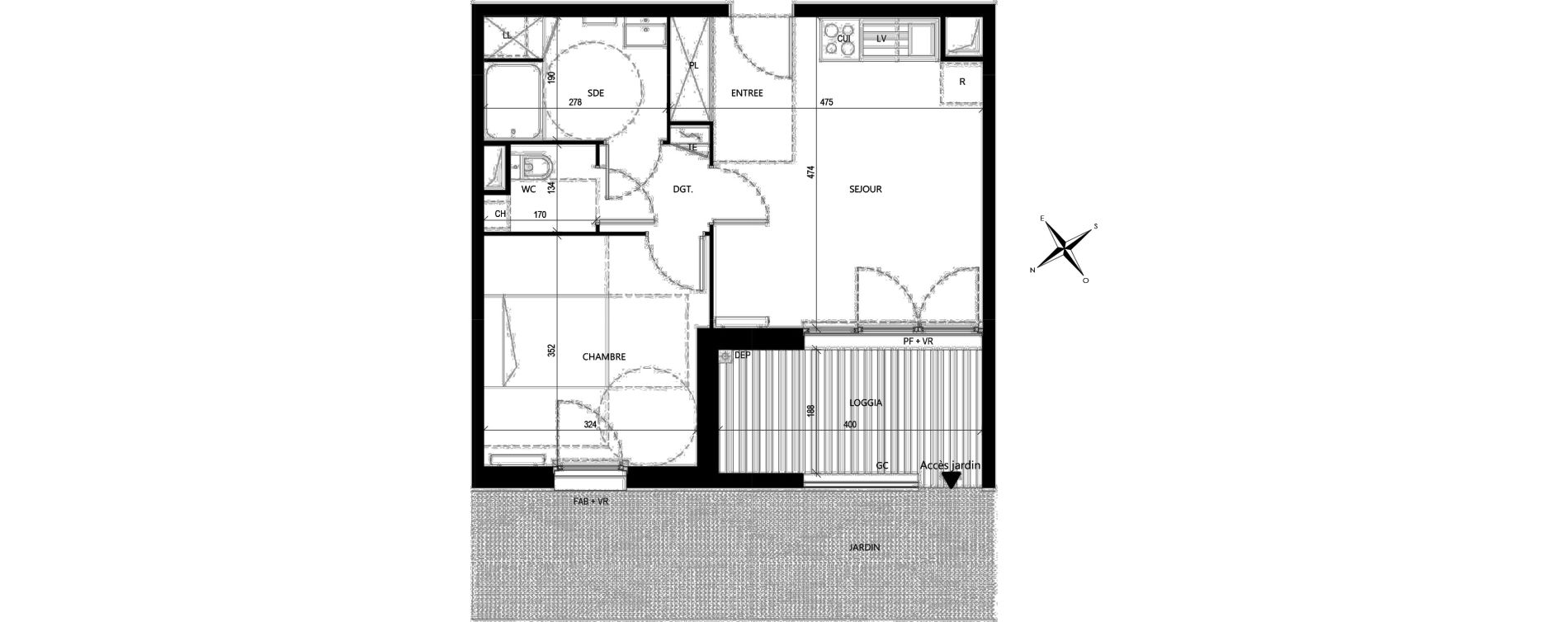 Appartement T2 de 41,32 m2 &agrave; Roques La pointe