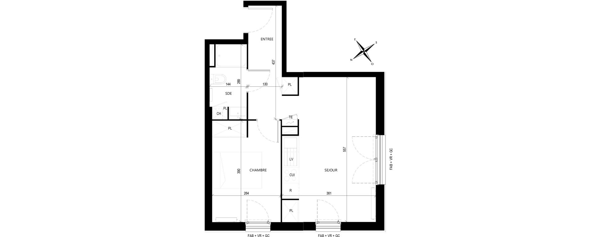 Appartement T2 de 39,01 m2 &agrave; Roques La pointe