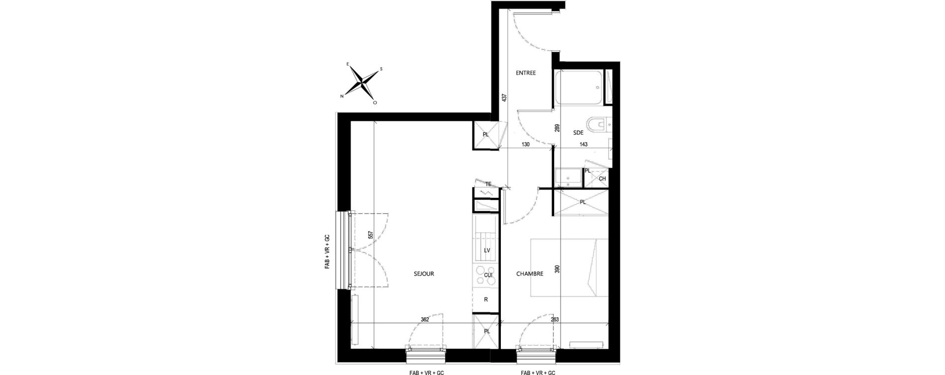 Appartement T2 de 38,98 m2 &agrave; Roques La pointe