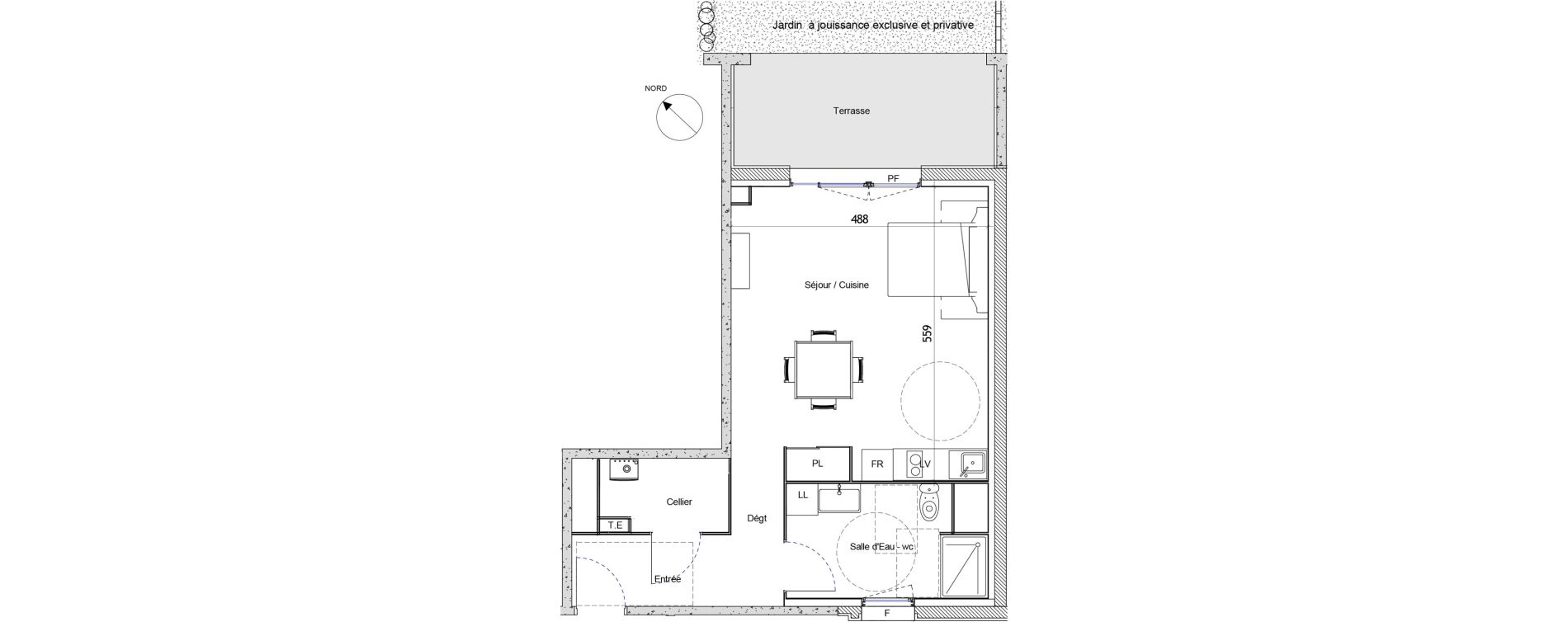 Appartement T1 de 44,30 m2 &agrave; Roques Centre