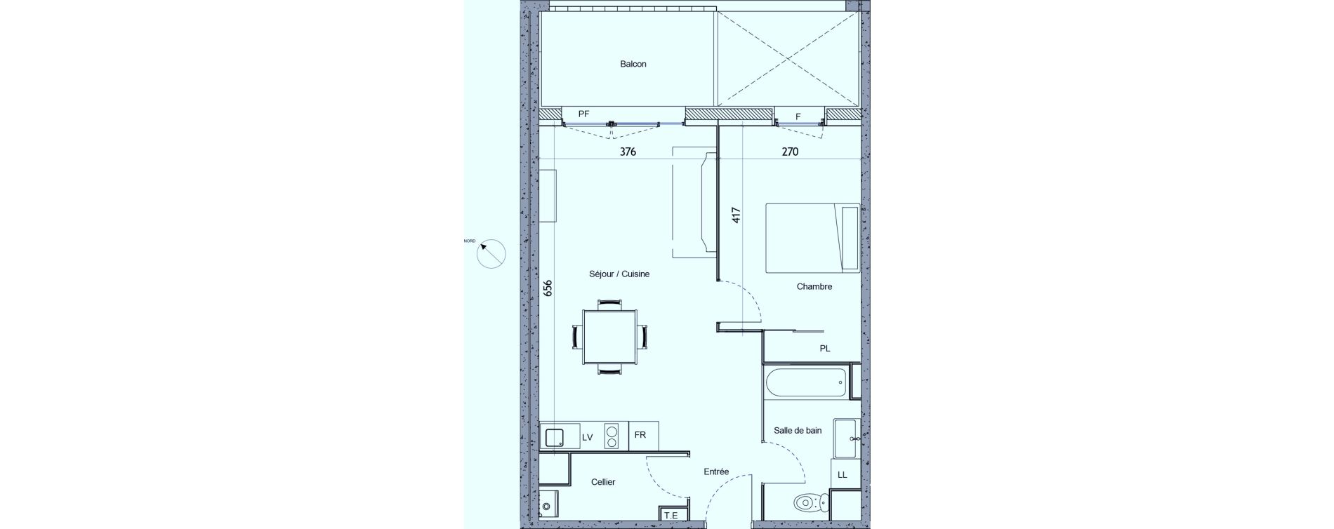 Appartement T2 de 49,80 m2 &agrave; Roques Centre