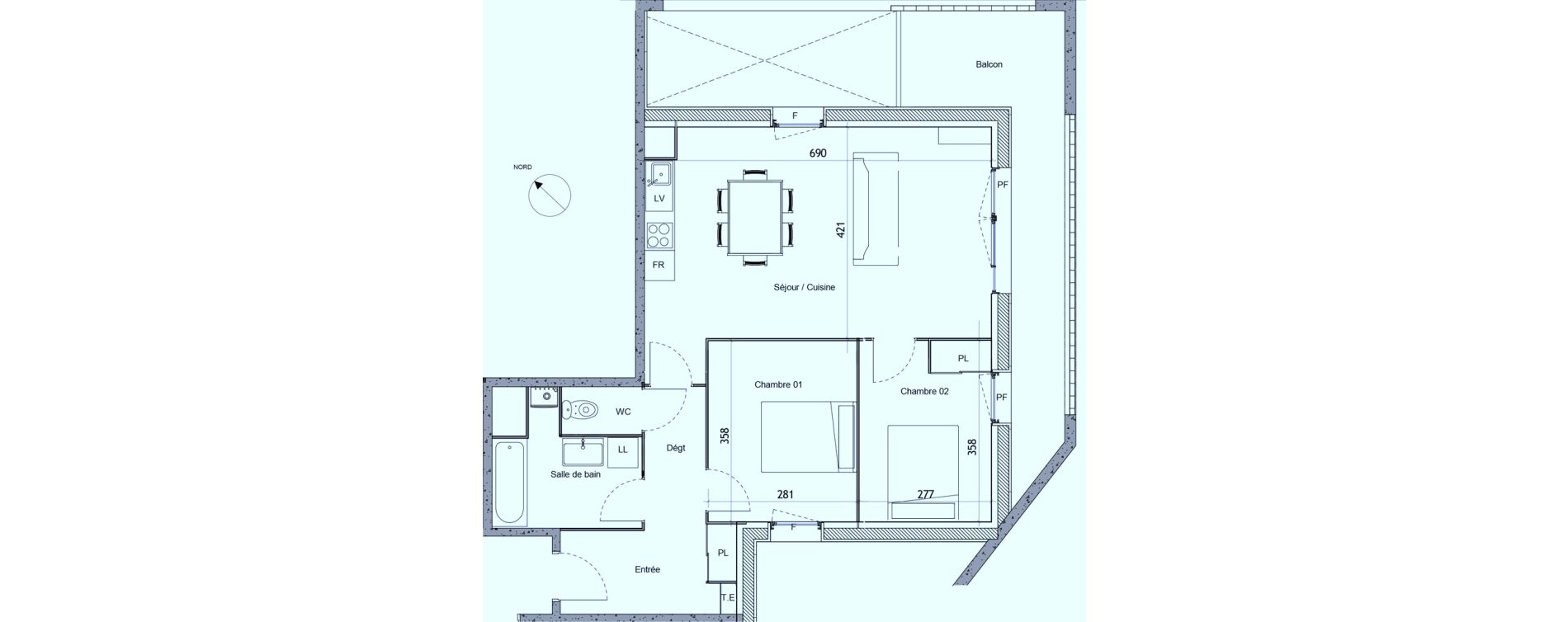 Appartement T3 de 66,10 m2 &agrave; Roques Centre